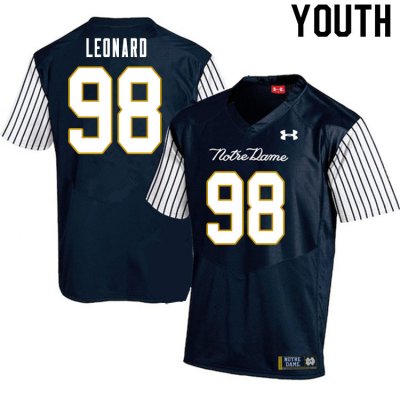 Notre Dame Fighting Irish Youth Harrison Leonard #98 Navy Under Armour Alternate Authentic Stitched College NCAA Football Jersey LNN2499JZ